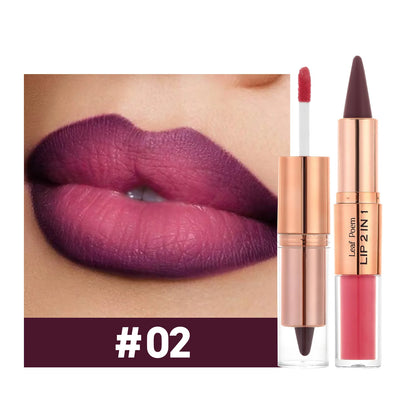 Waterproof Matte Black Lipstick and Lipgloss Duo