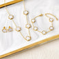 18k Gold-Plated Five-Leaf Flower Jewelry Set