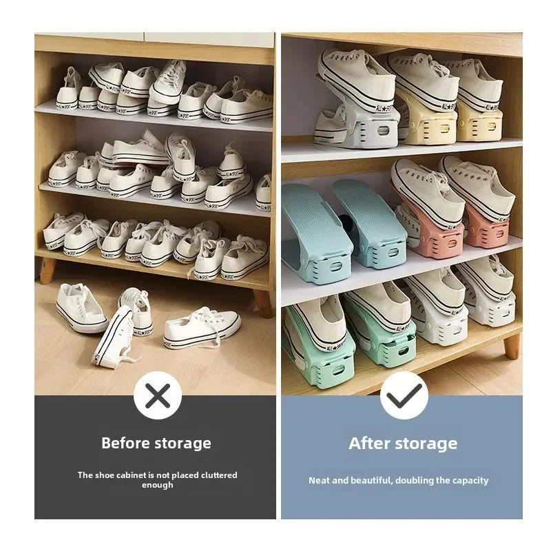 10 Pcs Adjustable Shoe Stacker Organizer Rack