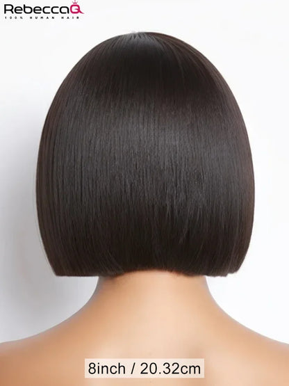 8 Inch Straight Bob Wig 100% Human Hair Natural Black
