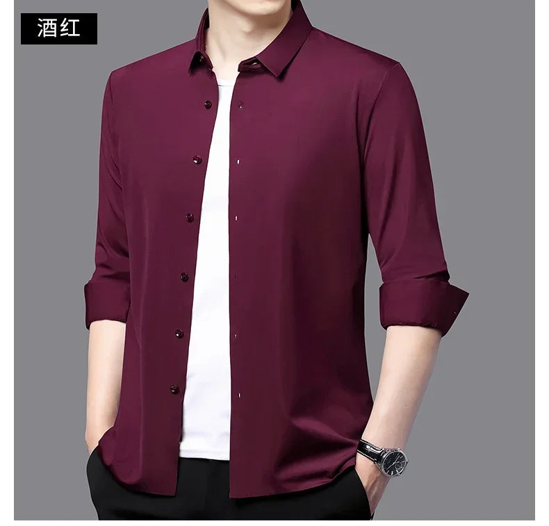 Men's Ultra-Stretch Slim-Fit Long Sleeve Shirt