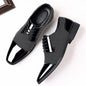 Men's Black PU Leather Lace Up Oxfords Shoes