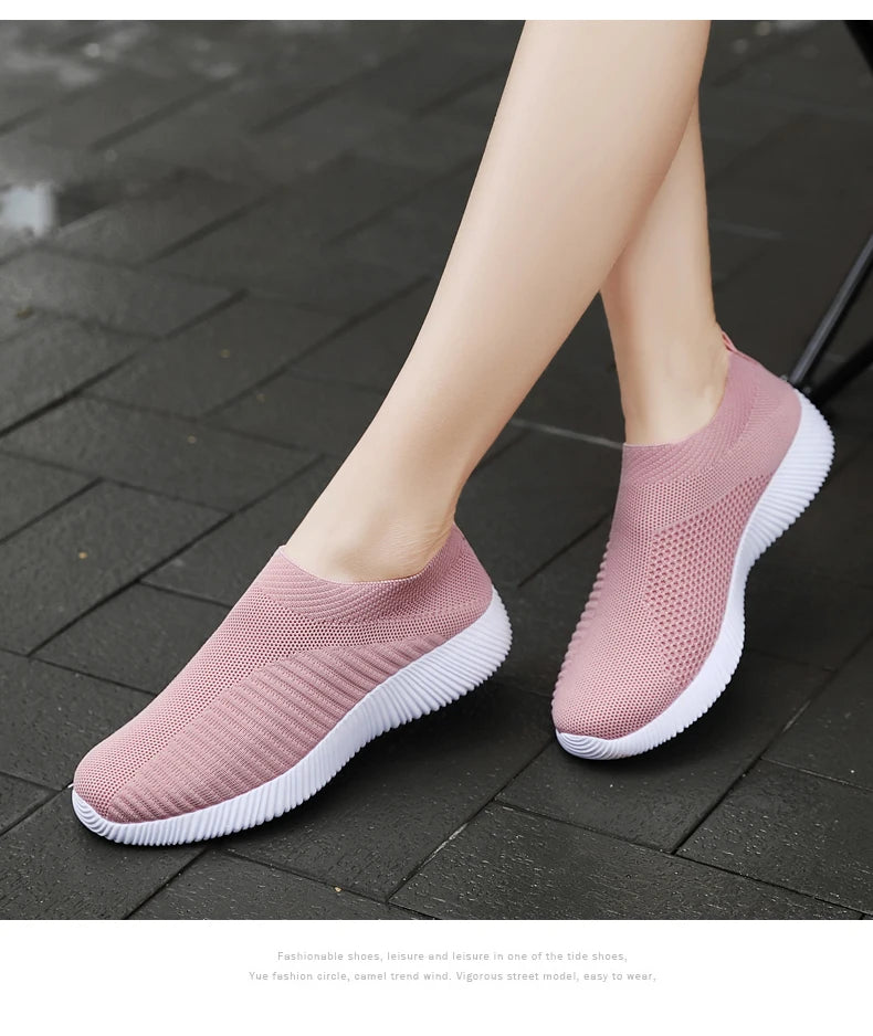 Pink Women Slip On Walking Shoes Lightweight EVA