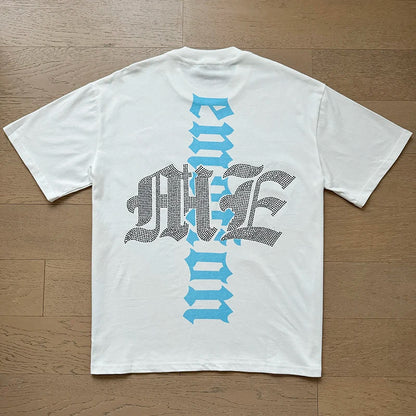 Mixed Emotion Cotton T-Shirt for Couples with Angel Print