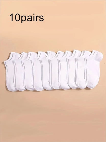 Men's Casual Black Crew Socks - 10 Pairs Polyester
