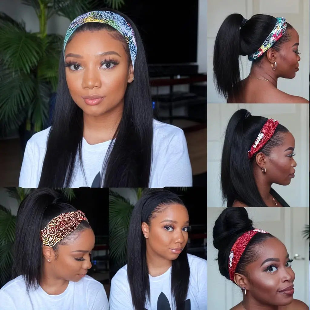 18 Inch Straight Headband Wig Brazilian Virgin Hair