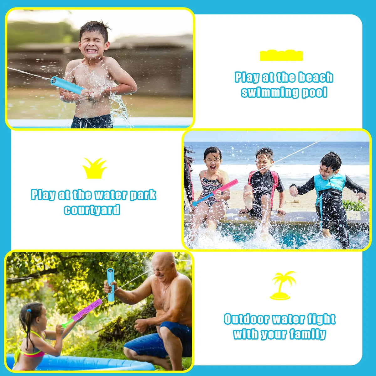 10 Packs Foam Water Guns for Kids Outdoor Fun