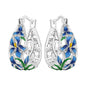 S925 Sterling Silver Iris Flower Hoop Earrings for Women