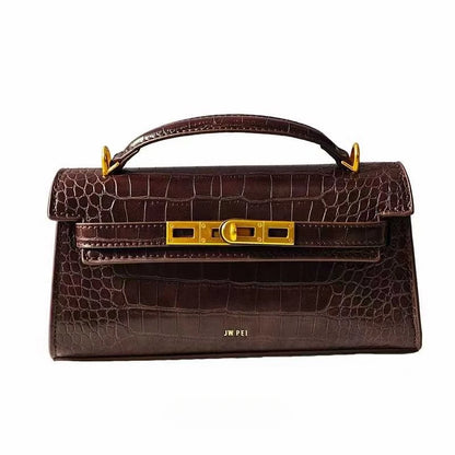 Crocodile Embossed Shoulder Bag in Pu Leather