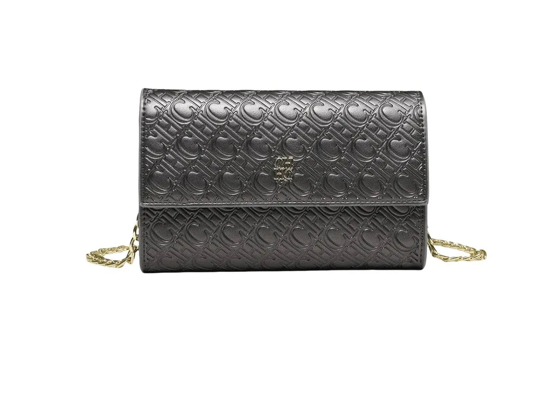 CH Women PU Leather Crossbody Bag with Metal Chain