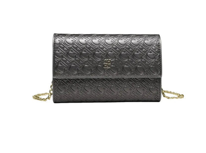 CH Women PU Leather Crossbody Bag with Metal Chain