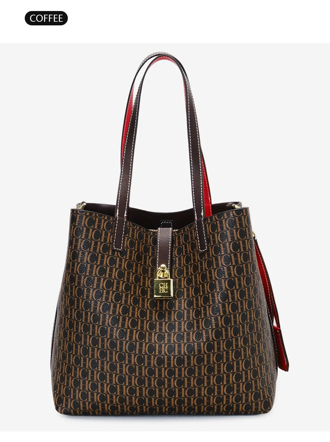 CH Women Monogram Print Shoulder Bag Large Capacity