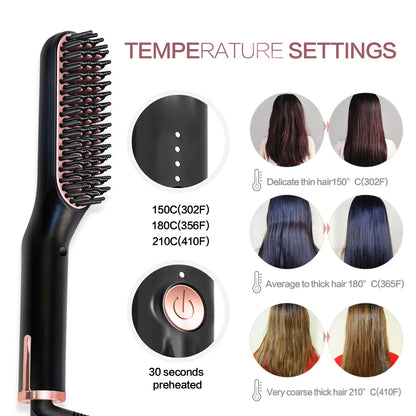 Men's Electric Beard Straightener Brush Wet and Dry Styler