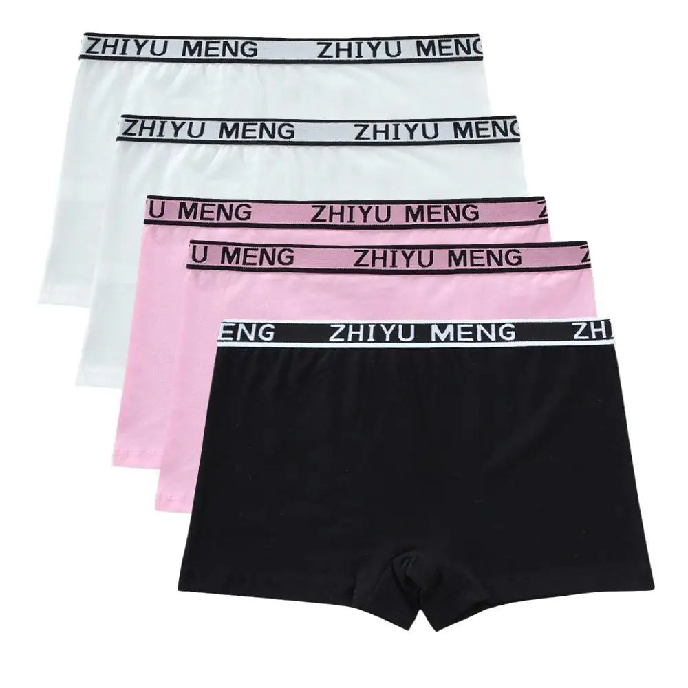 Teenage Girls Cotton Panties Solid Color Mid Waist Briefs