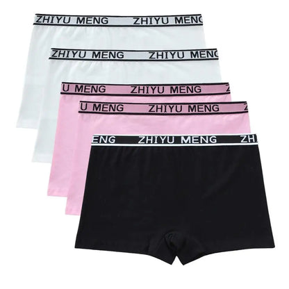 Teenage Girls Cotton Panties Solid Color Mid Waist Briefs