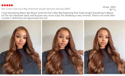 Chocolate Brown Body Wave Human Hair Wig 46 Inch