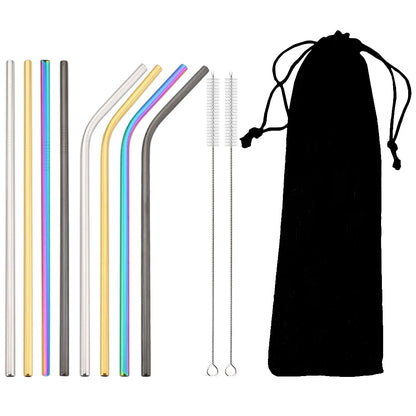 Colorful Metal Drinking Straws Set Stainless Steel