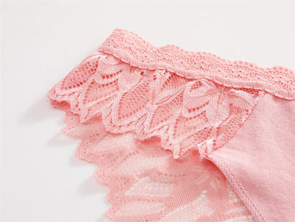 Lace Hollow Out Low-Waist Floral Briefs for Women