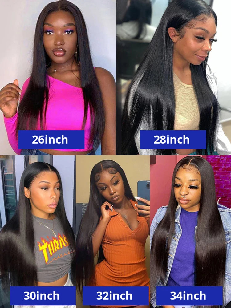 40 Inch Bone Straight Human Hair Wig Brazilian Lace Front Wig