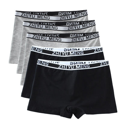 Teenage Girls Cotton Panties Solid Color Mid Waist Briefs