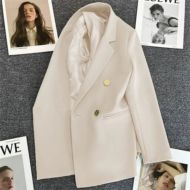 Women Double-Breasted Blazer Casual Suit Jacket