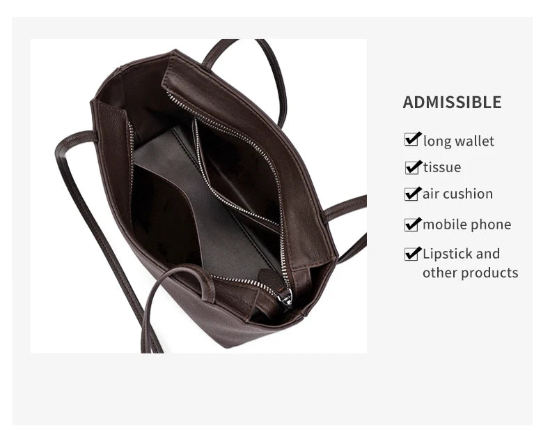 Genuine Cowhide Leather Mini Shoulder Tote Bag