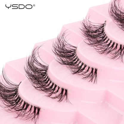 YSDO 5/10 Pairs Natural Soft Black Half Lashes