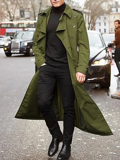 Men's Thin Trench Coat with Epaulets for Spring