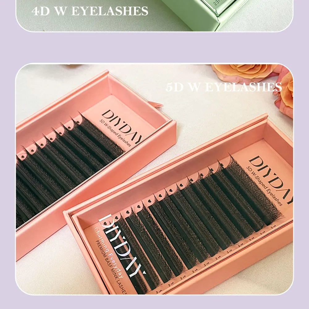 DIYDAY W Shape Eyelash Extensions Natural Soft Synthetic Hair