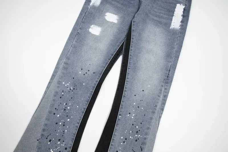 Washed Denim Trousers for Men with Micro-Flared Style