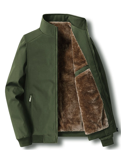 Men's Casual Velvet Jacket with Stand-Up Collar