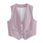 Women'S Solid Suit Vest Sleeveless Cropped Waistcoat