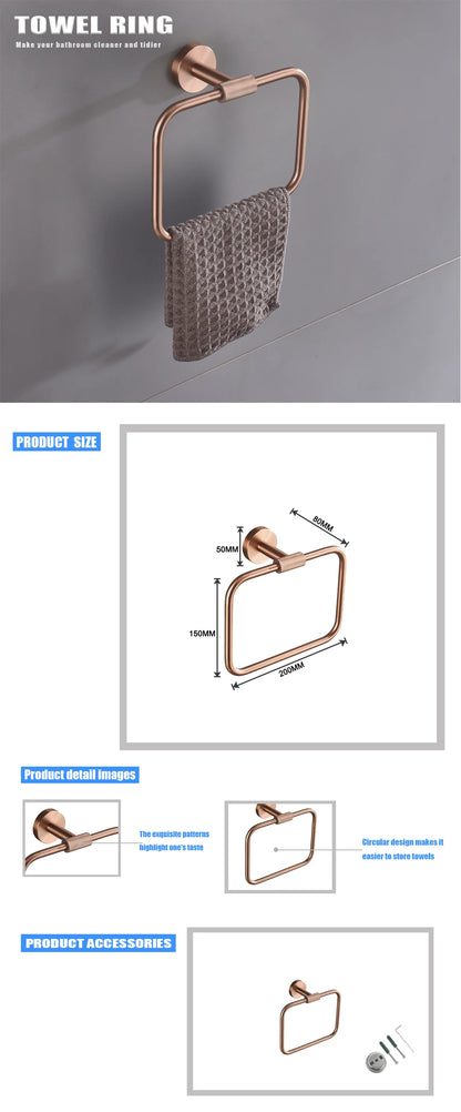 Brushed Rose Gold Metal Bath Hardware Set