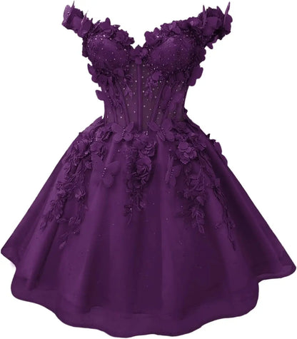 Butterfly Short Off Shoulder Prom Dress for Teens