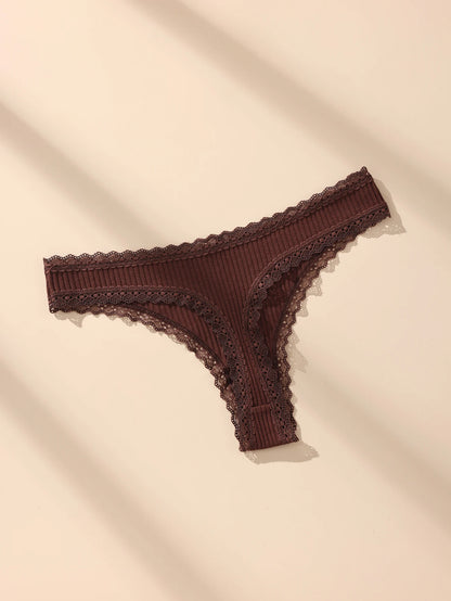 7 Pcs Cotton Lace G-String Panties Set Plus Size