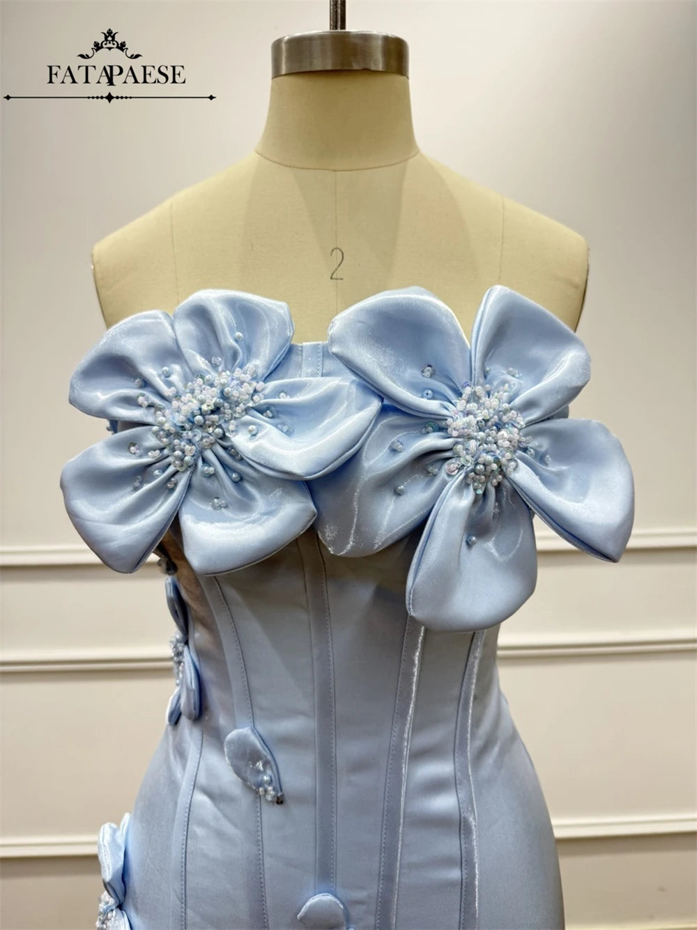 3D Floral Corset Mini Evening Dress with Rhinestones