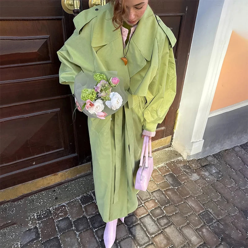 Women's Windproof Trench Coat Loose Fit Overcoat