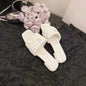 Summer Open Toe Square Toe PU Slippers for Women