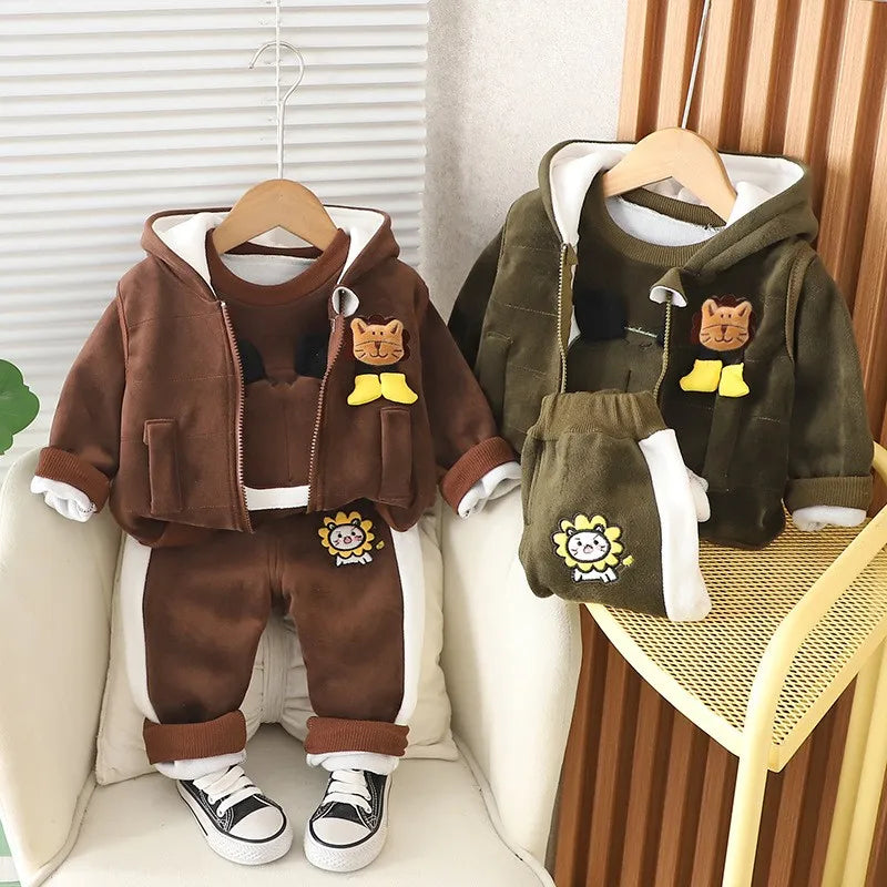 Baby Boys Fleece Hooded Jacket and Pants Set