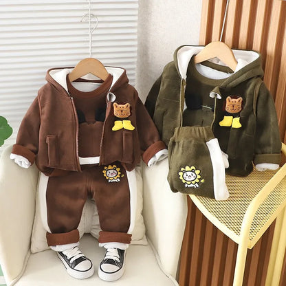 Baby Boys Fleece Hooded Jacket and Pants Set