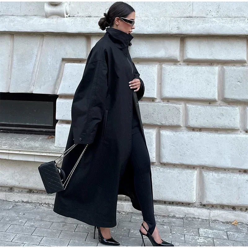 Women's Windproof Trench Coat Loose Fit Overcoat