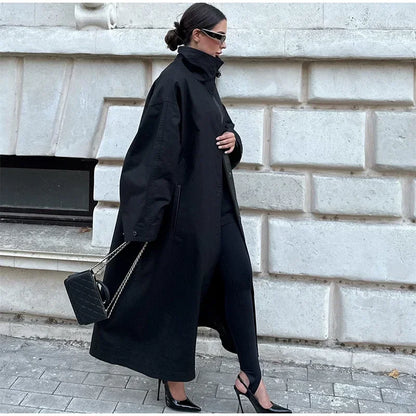Women's Windproof Trench Coat Loose Fit Overcoat