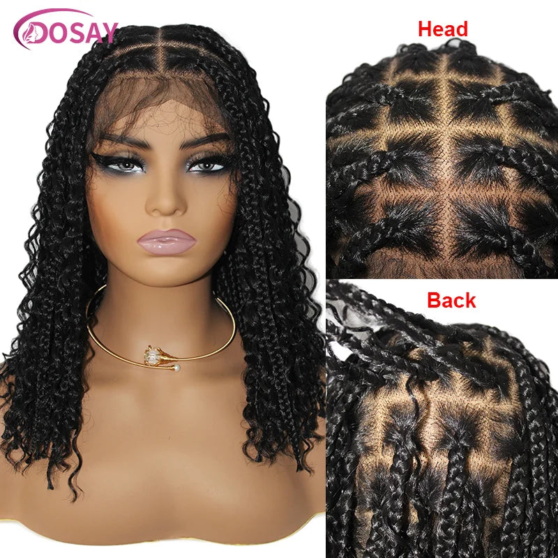 Short Bohemian Curly Braided Lace Front Wig 12 Inch