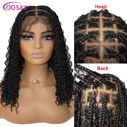 Short Bohemian Curly Braided Lace Front Wig 12 Inch