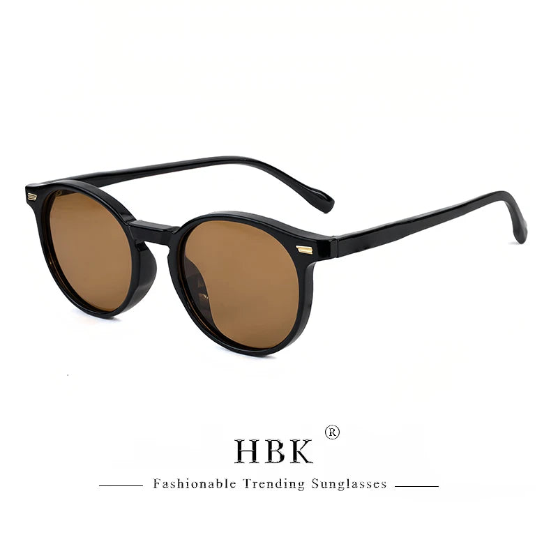HBK Fashion Sunglasses Men Round TR90 Frame UV400