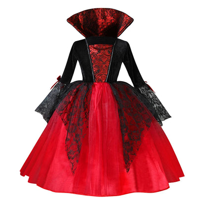 Halloween Vampire Dress for Kids in Scarlet Gothic Style