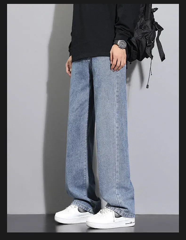 Men's Casual Straight Denim Jeans in Light Blue