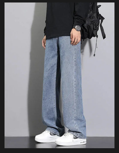 Men's Casual Straight Denim Jeans in Light Blue