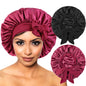 Satin Sleeping Cap for Women Solid Wide Band Nightcap