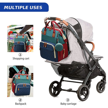 3 In 1 Waterproof Diaper Bag Backpack with USB Charge